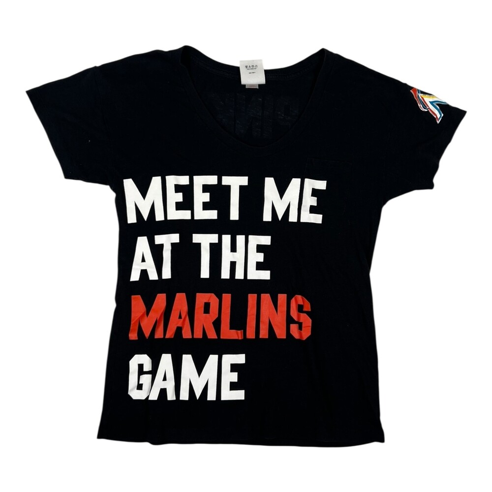 Miami Marlins Pink Victoria Secret T-Shirt Womens Size XS 5th & Ocean MLB